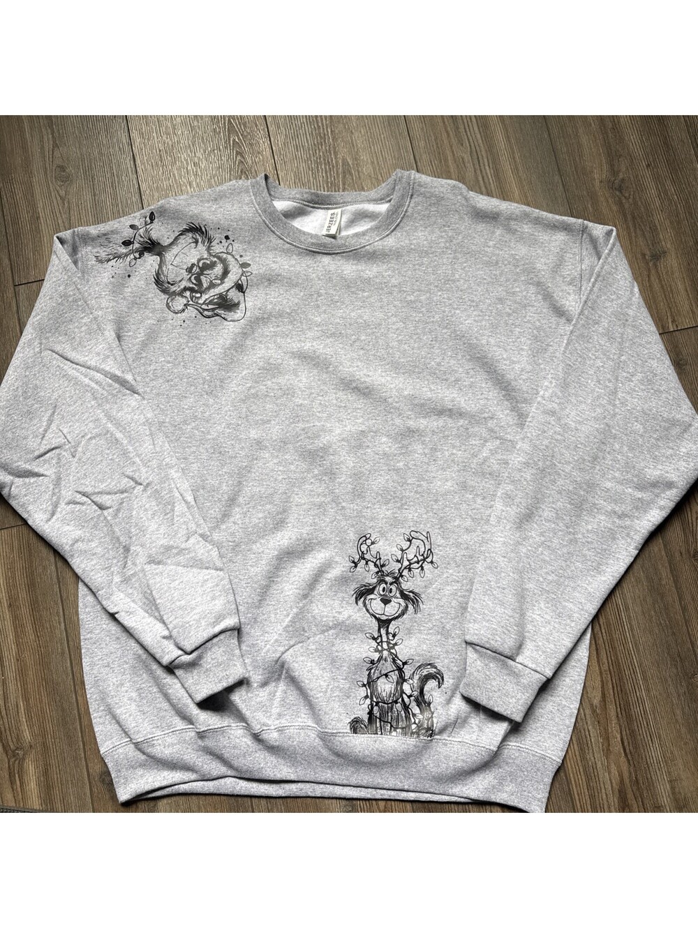 JERZEES NuBlend Men's Grey Crew Neck Sweatshirt Fleece Grinch Pressed DTF XL New